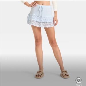 Wild Fable Light Blue Crochet Mini Skirt